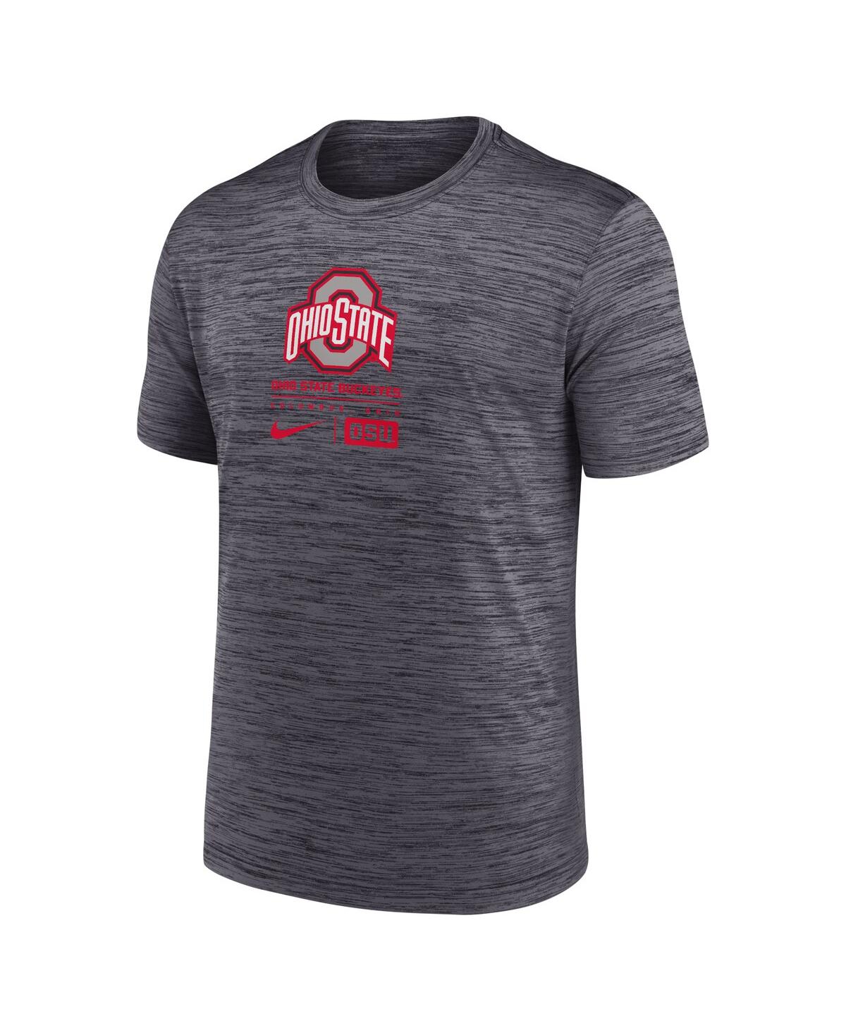 Nike Men's Charcoal Ohio State Buckeyes Campus Center Block Velocity Performance T-shirt In Charcoal