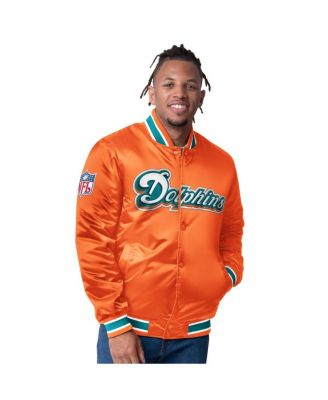 Men's Aqua/Orange Miami Dolphins Closer Reversible Satin Full-Snap Jacket