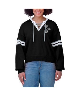 Women's Black Los Angeles Kings Cropped Lace-Up Sweater