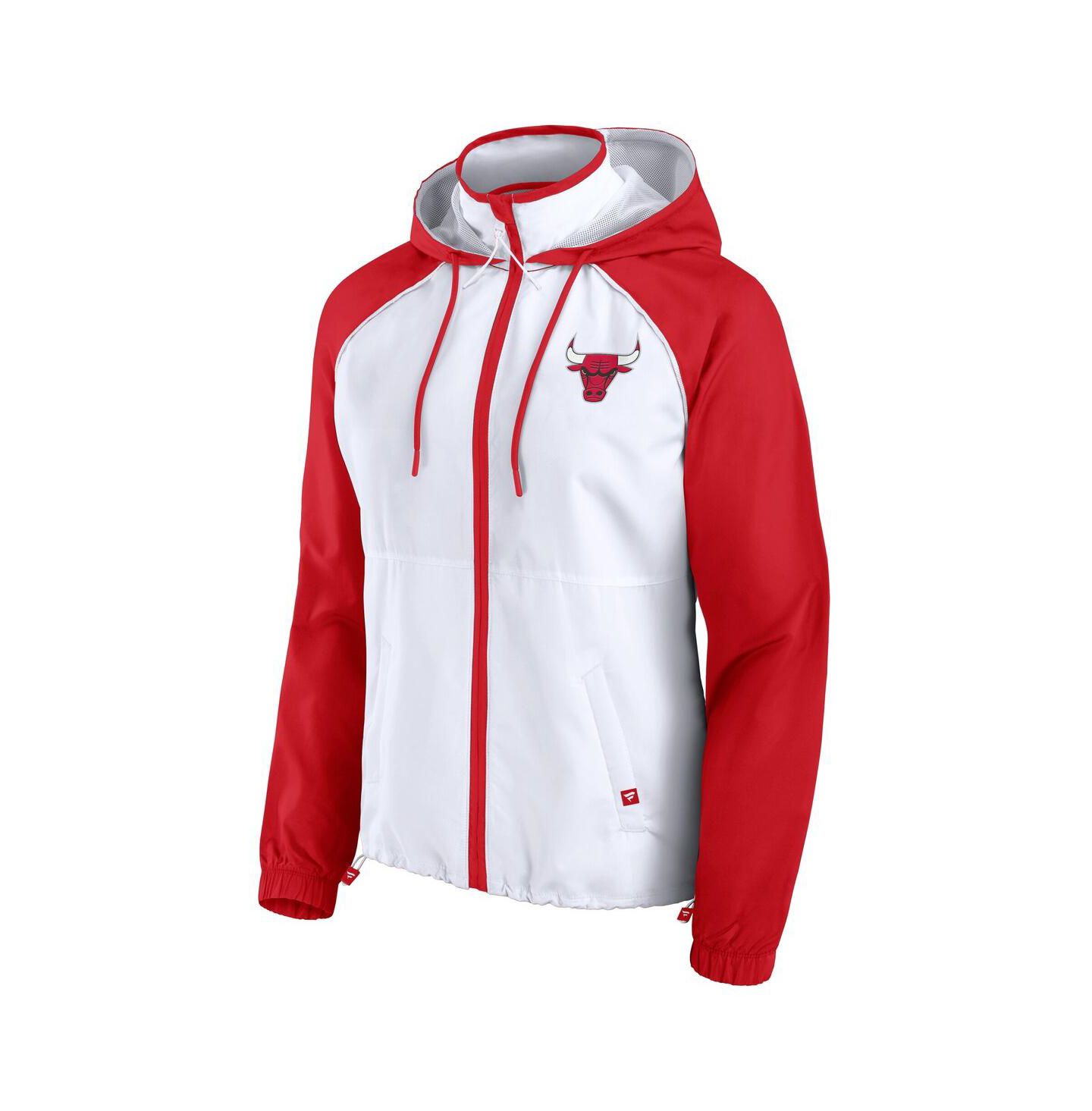 Женская куртка Fanatics White/Red Chicago Bulls Anorak Raglan Full-Zip Hoodie Jacket — фото 2