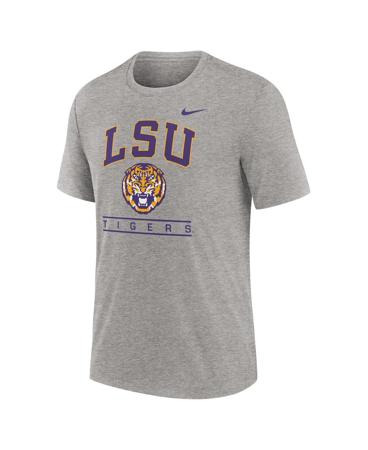 Nike Men's Heather Gray Lsu Tigers Arch Over Logo Tri-blend T-shirt In Heather Gray