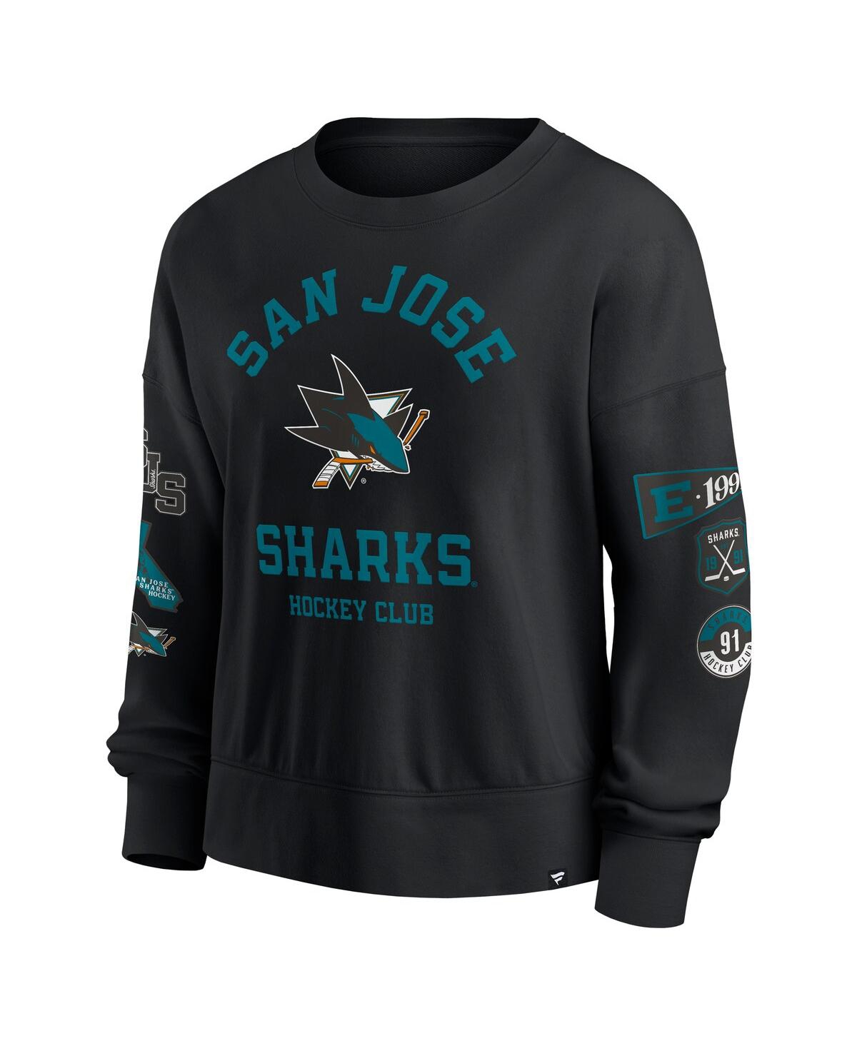Fanatics Women's Black San Jose Sharks Go Team Pullover Sweatshirt In Black