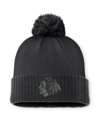 Fanatics - Men's Black Chicago Blackhawks Authentic Pro Road Cuffed Knit Hat with Pom