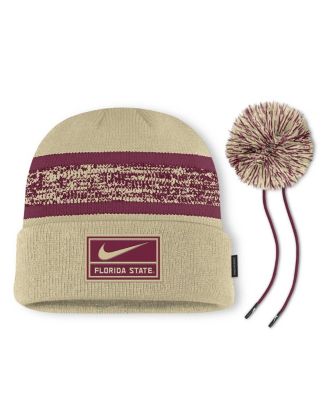 Men's Gold Florida State Seminoles On-Field Peak Cuffed with Pom Knit Hat