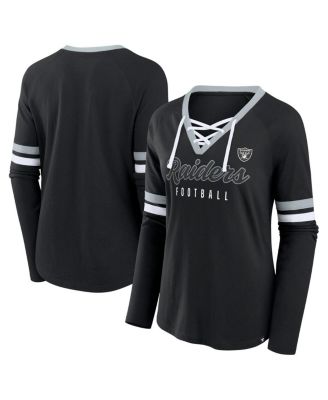 Fanatics - Women's Black Las Vegas Raiders Won and Done Lace-Up Long Sleeve Fashion Top