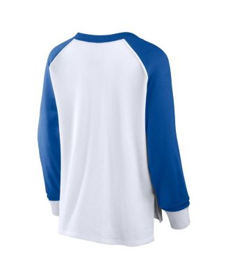 Women's White New York Knicks Open Lane Waffle Long Sleeve V-Neck T-Shirt