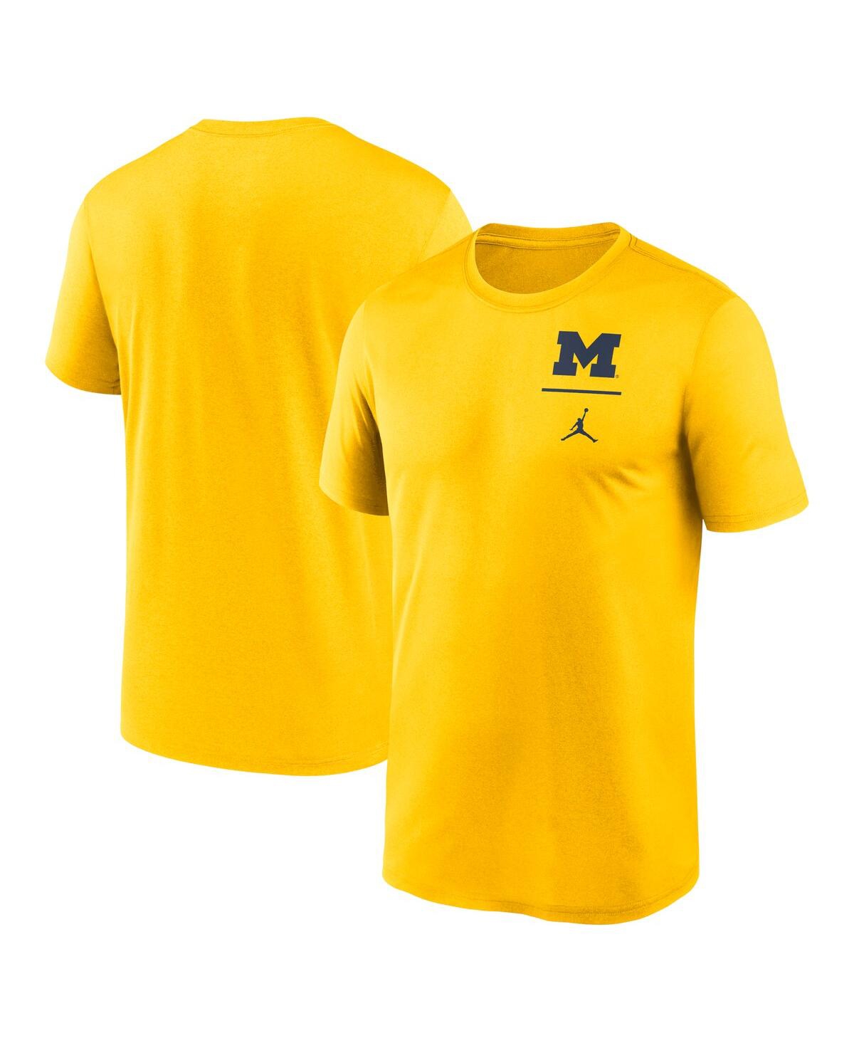 Jordan Men's Maize Michigan Wolverines Primary Logo Legend Performance T-shirt In Maize