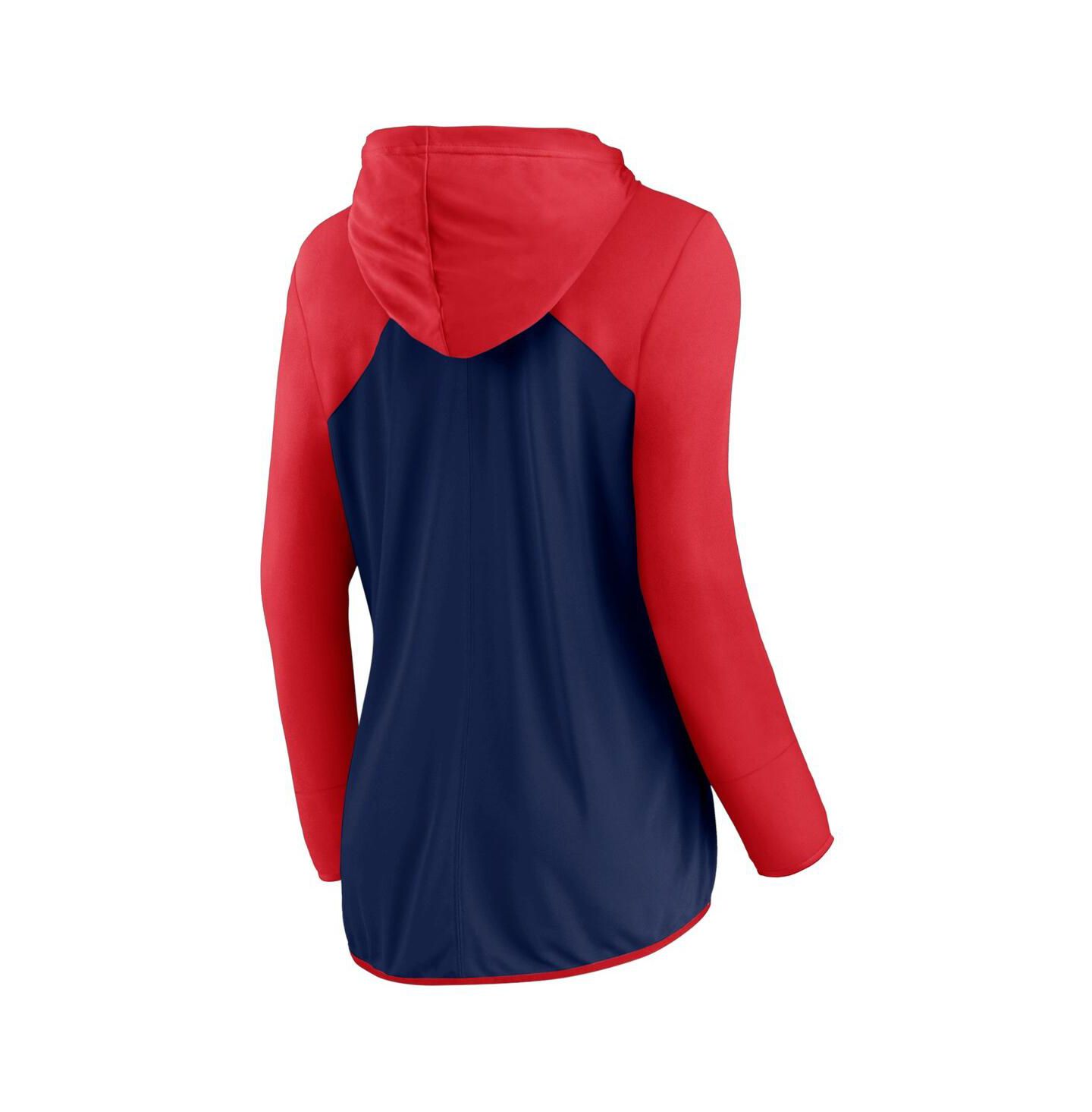 Женское худи Fanatics Navy/Red Atlanta Braves Script Sleeve Full-Zip — фото 3
