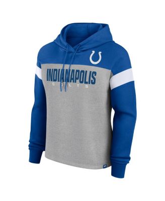 Women's Heather Gray/Royal Indianapolis Colts Bold Play Call Pullover Hoodie