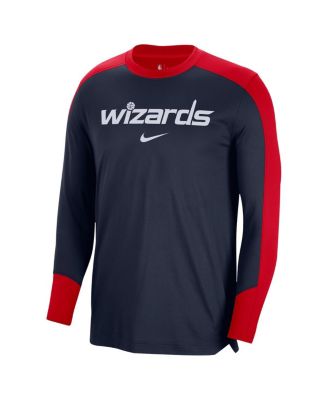 Men's Navy/Red Washington Wizards 2024/25&nbsp;Authentic Pre-Game Legend Long Sleeve Shooting Shirt