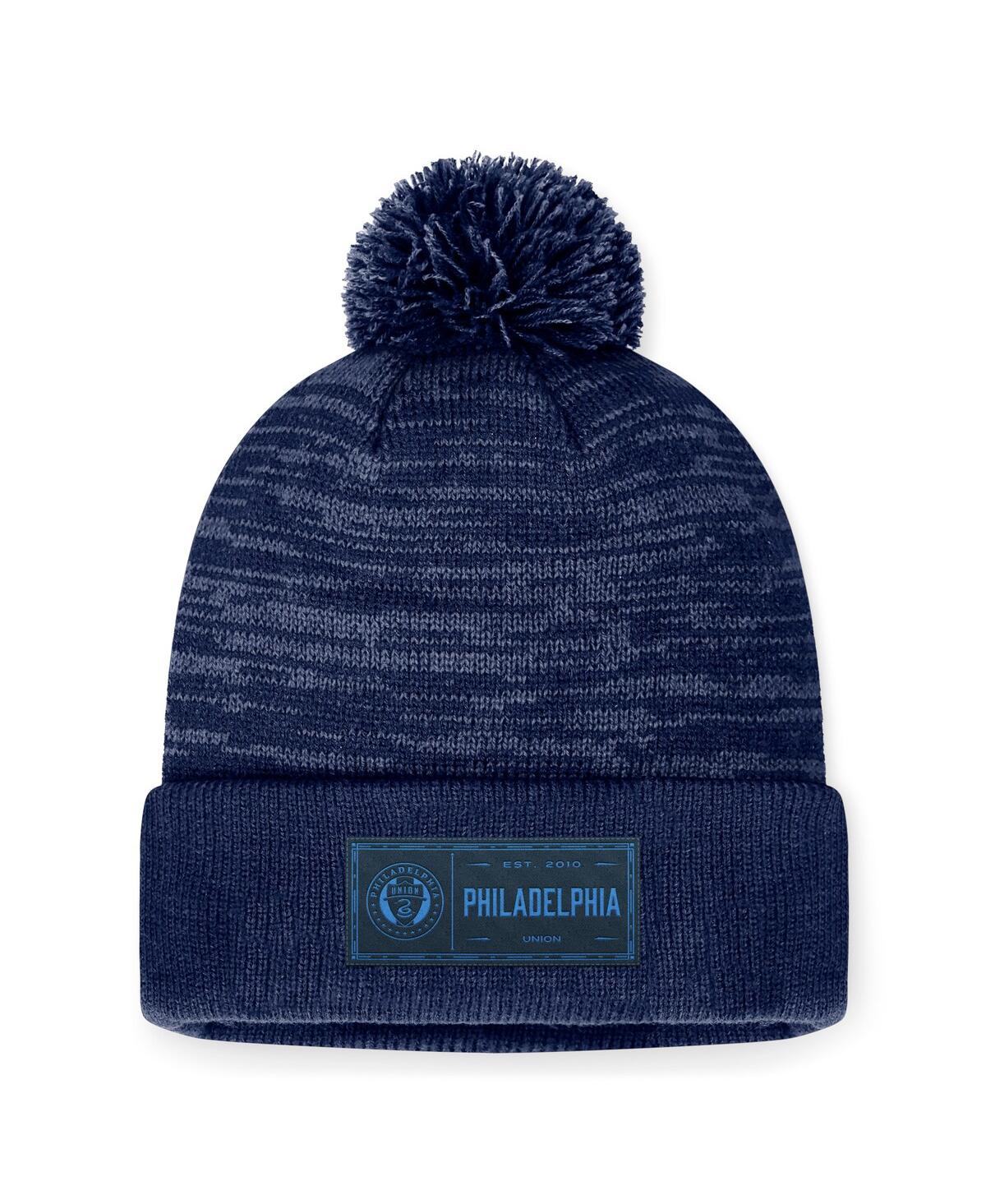 Fanatics Men's Heather Navy Philadelphia Union Low Key Cuffed Knit Hat With Pom In Heather Navy