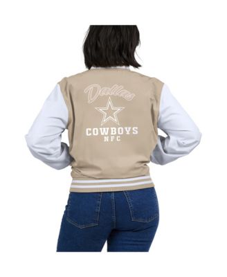 Women's Tan Dallas Cowboys Tonal Full-Zip Bomber Jacket Tonal Full-Zip Bomber Jacket