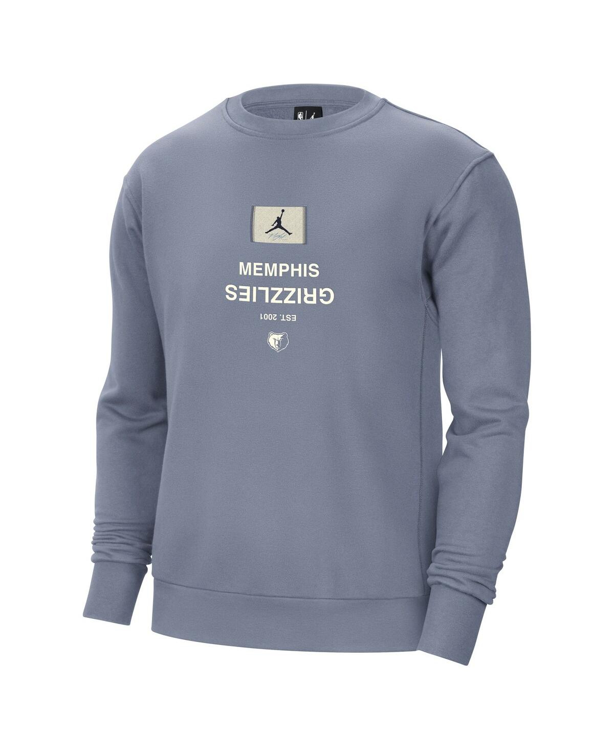 JORDAN MEN'S BLUE MEMPHIS GRIZZLIES COURTSIDE STATEMENT EDITION HEAVYWEIGHT PULLOVER SWEATSHIRT 