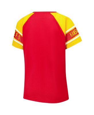 Women's Red Kansas City Chiefs 1st Rounder Color Block Raglan Top