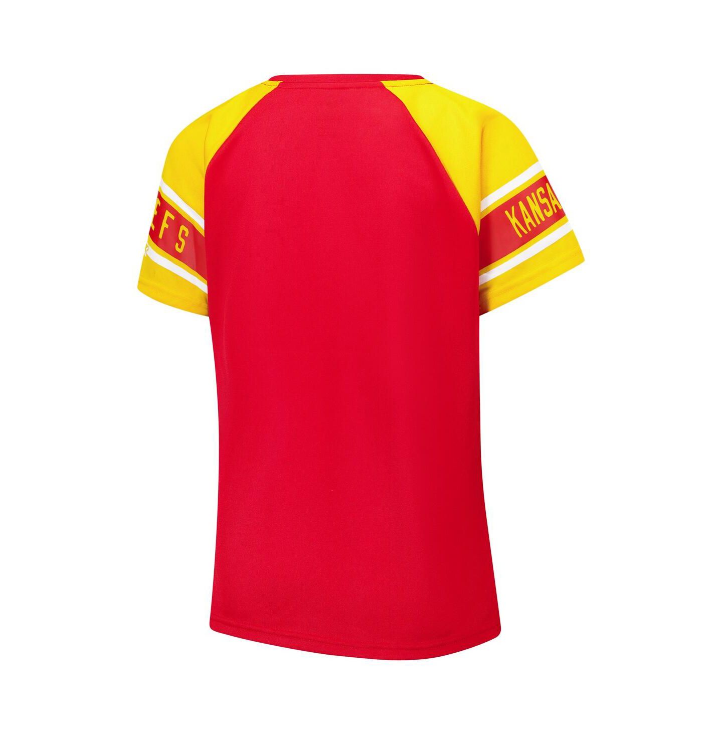 Женский топ Starter Red Kansas City Chiefs 1st Rounder Color Block Raglan — фото 2