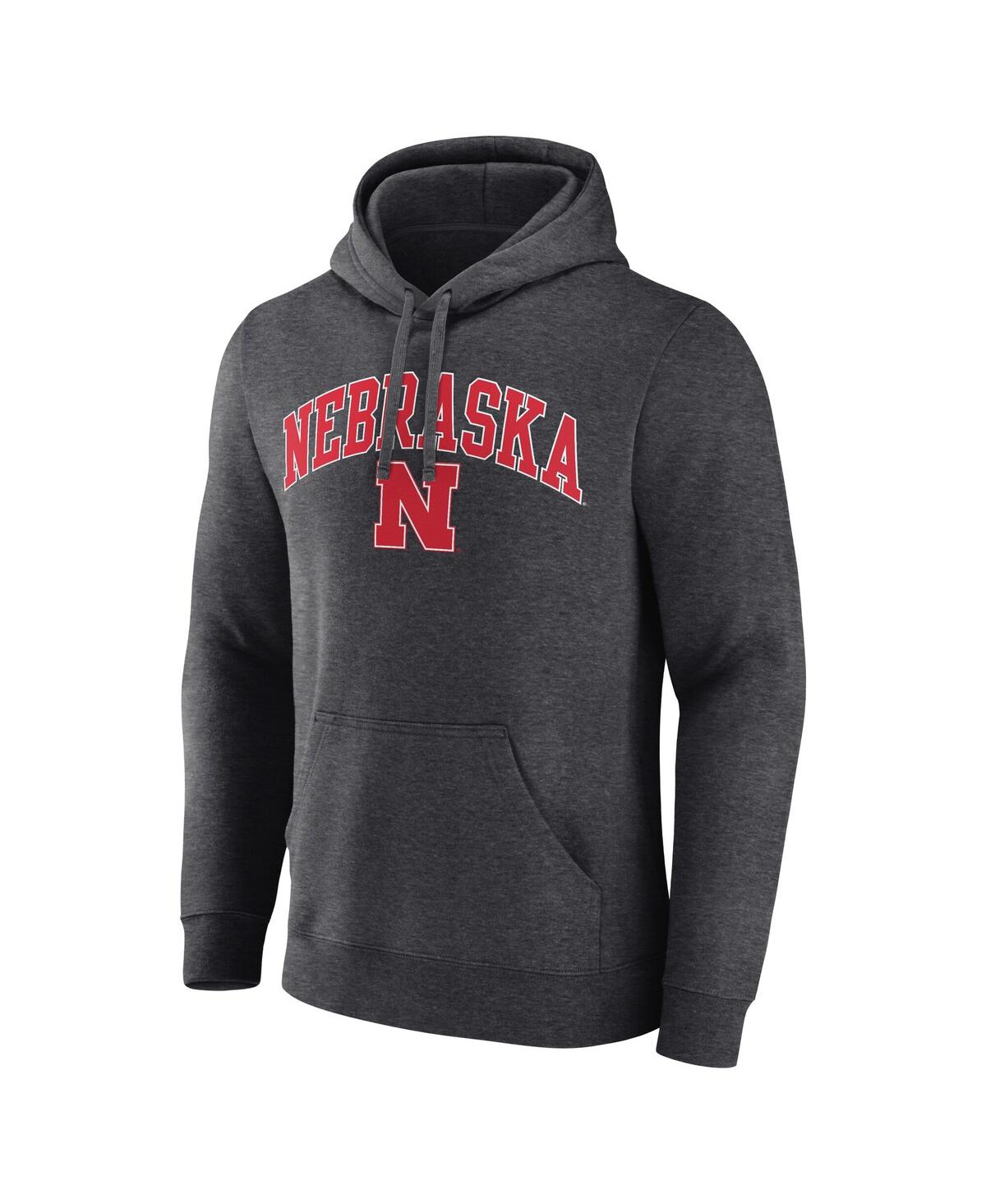 Fanatics Men's Charcoal Nebraska Huskers Team Wordmark Fleece Pullover Hoodie In Charcoal