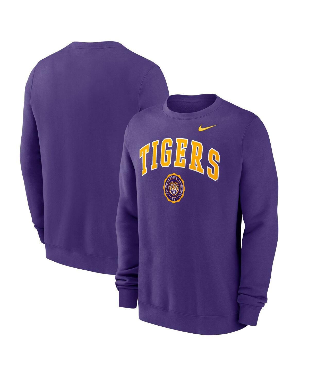 Nike Men's Purple Lsu Tigers Arched Seal Pullover Sweatshirt In Purple