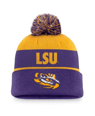 Nike - Men's Gold/Purple LSU Tigers Primetime Peak Cuffed Knit Hat with Pom