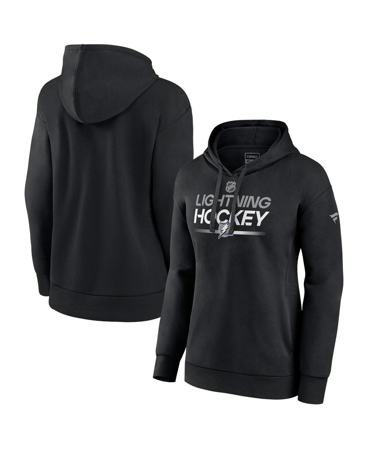 Fanatics Women's Black Tampa Bay Lightning Authentic Pro Alternate Wordmark Fleece Pullover Hoodie In Black