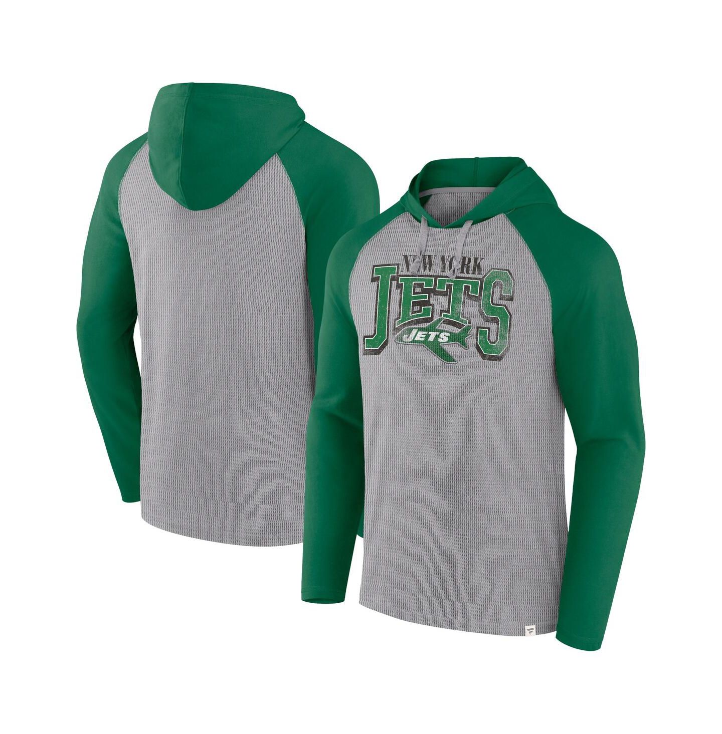 Мужское худи Fanatics Gray/Kelly Green New York Jets Under Center Long Sleeve T-Shirt — фото 1