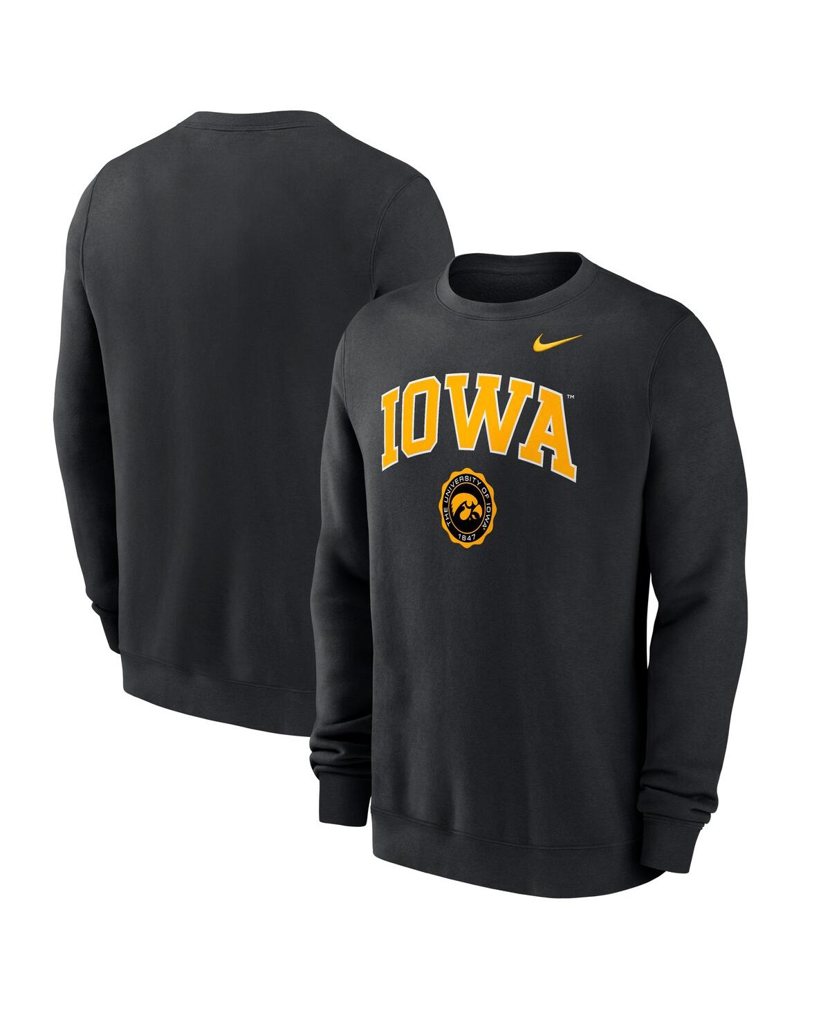 Nike Men's Black Iowa Hawkeyes Arched Seal Pullover Sweatshirt In Black