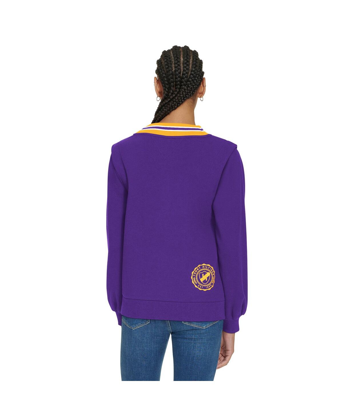 Tommy Hilfiger Women's Purple Minnesota Vikings Alice V-neck Pullover Sweatshirt In Purple