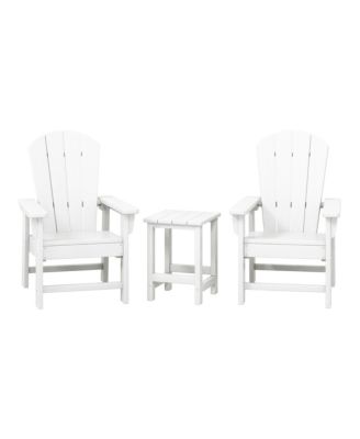 Kids 3-Piece Outdoor HDPE Adirondack Chairs With Square Side Table Set