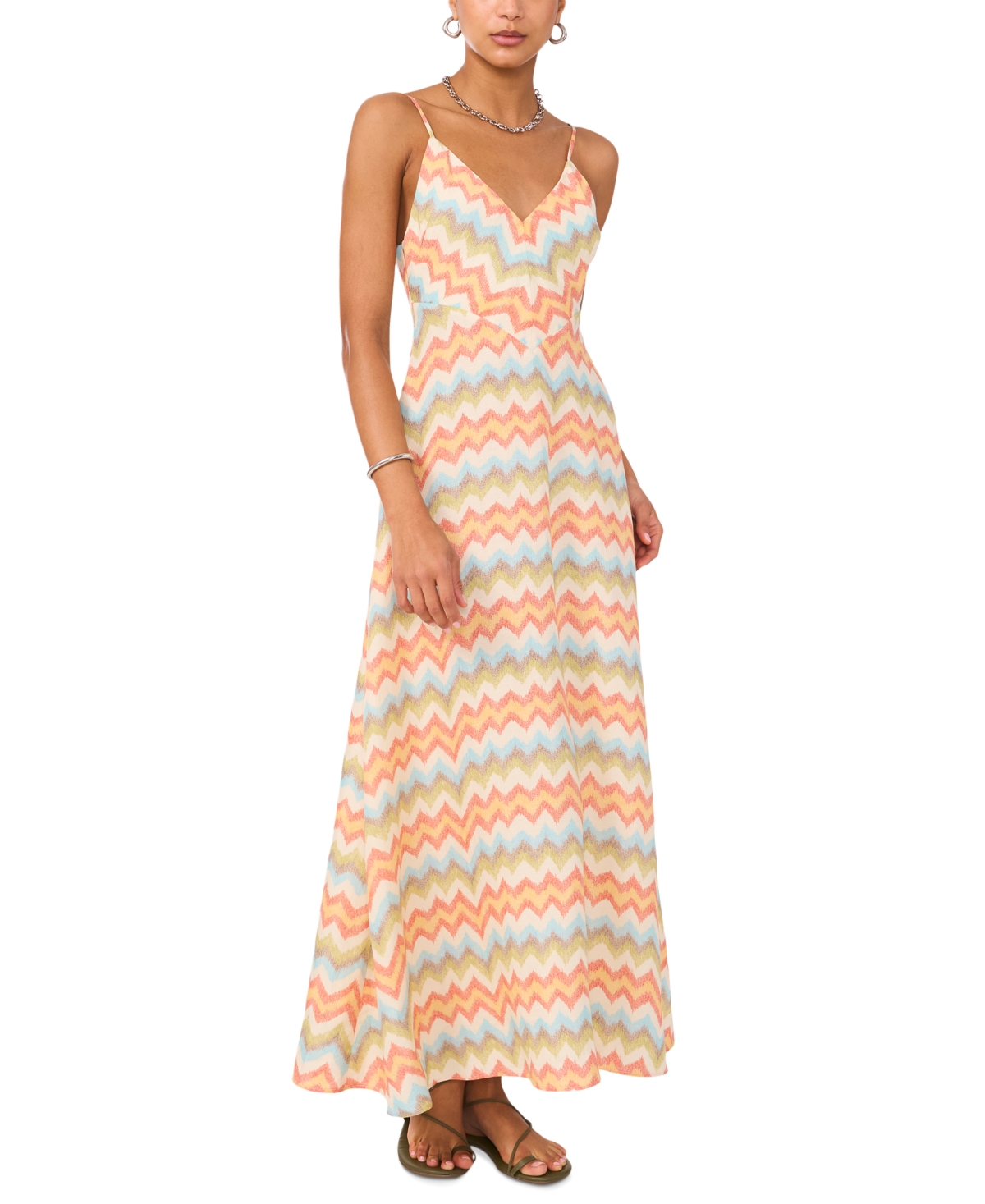 Shop 1.state Women's Printed V-neck Sleeveless Maxi Dress