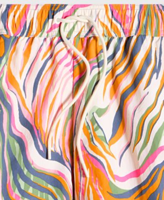 Men's Retro Wave Regular-Fit Printed Swim Trunks, Exclusively at Macy's 