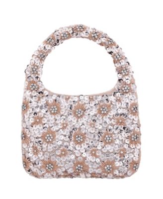 Floral Patterned Sequin Hobo Bag