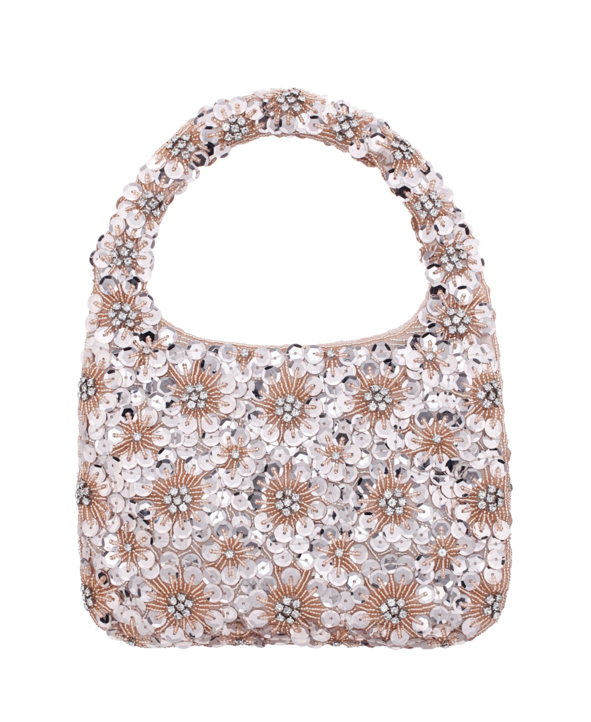 Shop Nina Floral Patterned Sequin Hobo Bag In Platino