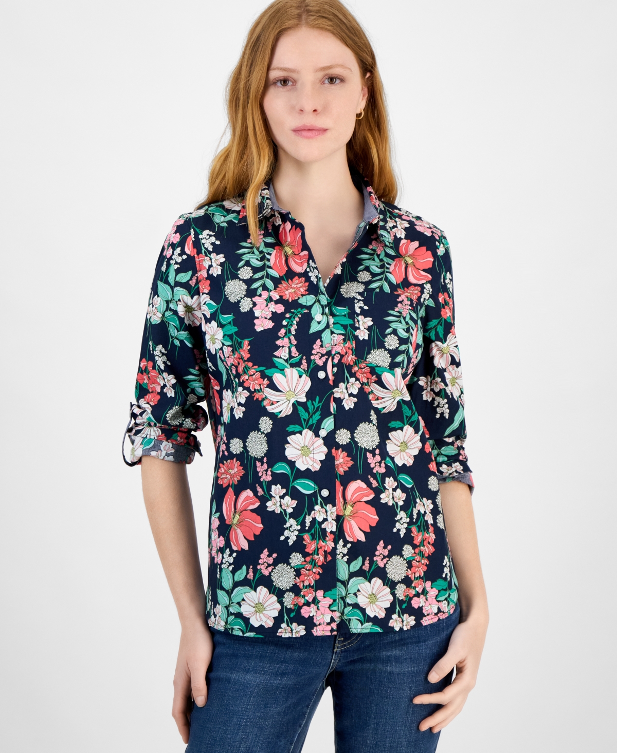 Tommy Hilfiger Women's Floral Cotton Button-front Shirt