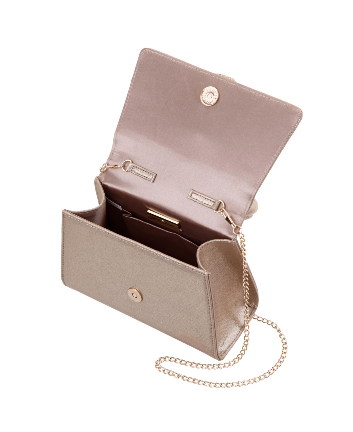 Shop Nina Crystal Flower Embellished Metallic Satchel Bag In Taupe