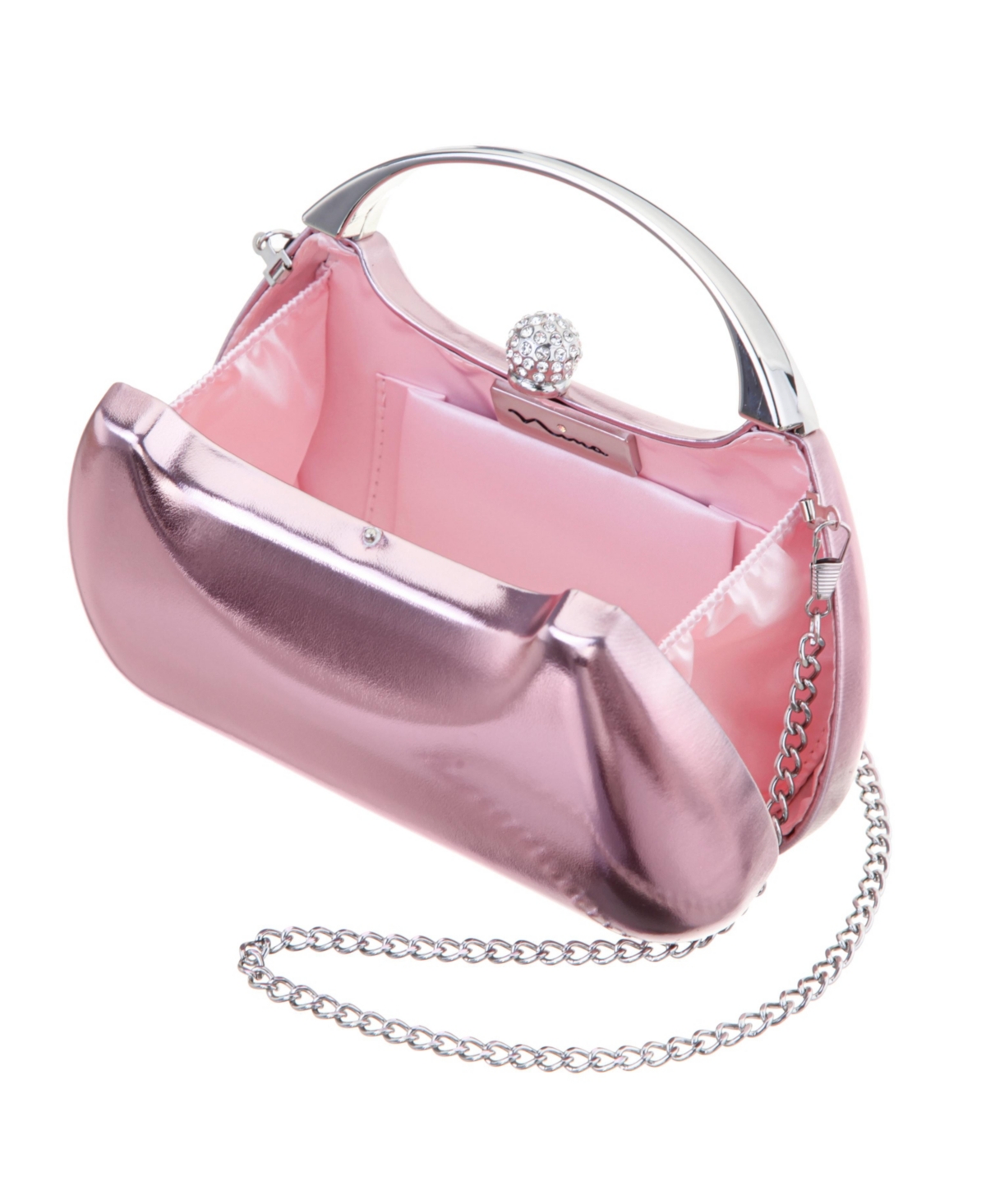 Shop Nina Minaudiere With Metal Handle Clutch In Icy Pink