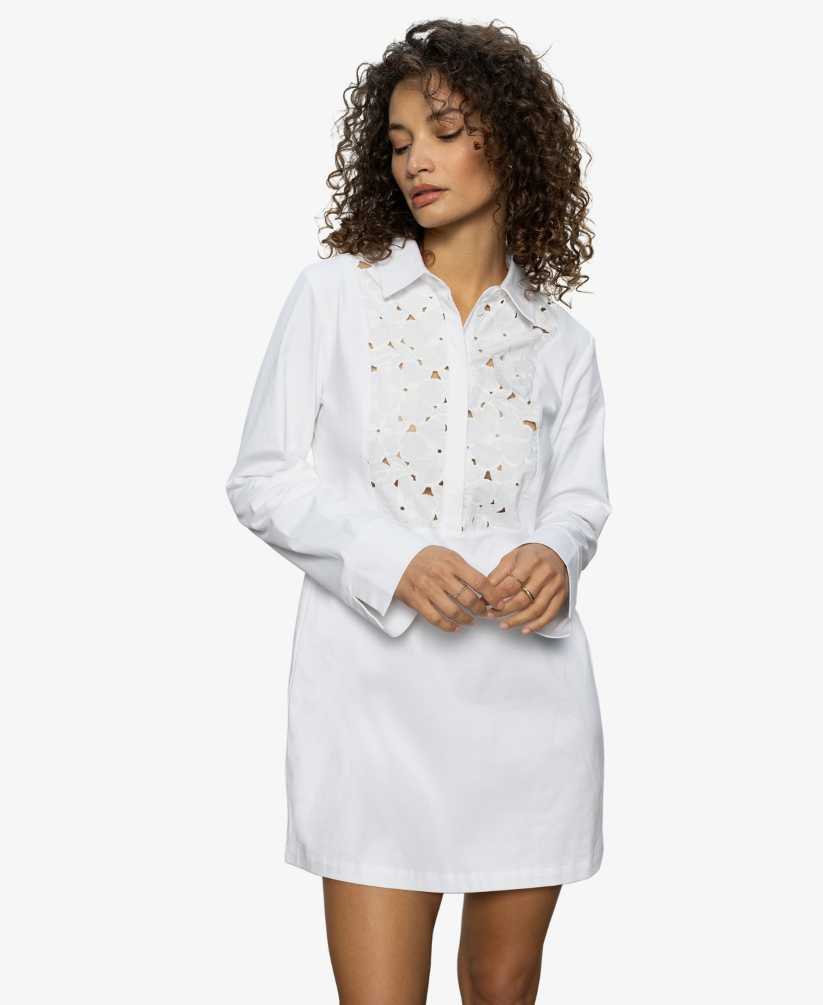 Sanctuary Women's Lace Yoke Insert Pull On Dress In White