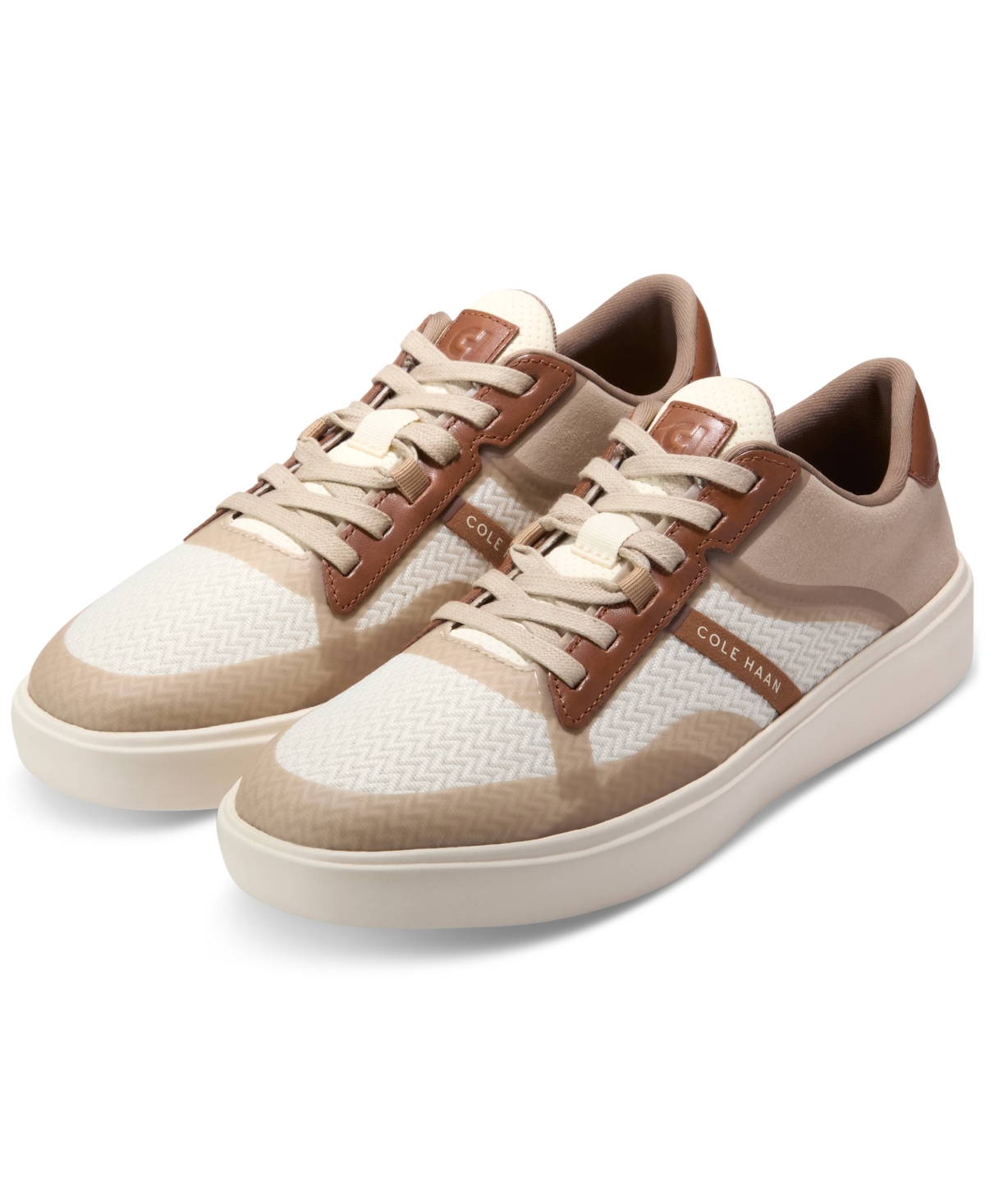 Cole Haan Men's Grand Crosscourt Winner Mixed-media Lace-up Sneakers In Light Sesame-golden Honey-ivory