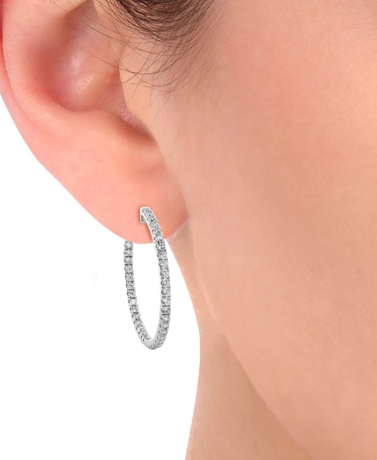 Macy's Diamond In & Out Hoop Earrings (5 Ct. T.w.) In 10k White Gold Or 10k Yellow Gold In White Gold