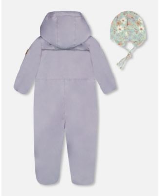 Baby Girls Mid-Season One-Piece Outerwear Lilac With Printed Hat