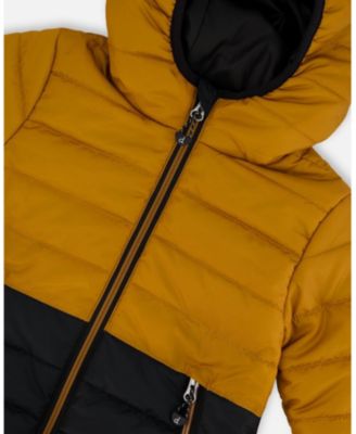 Toddler Boys Colorblock Quilted Mid-Season Jacket Brown And Black - Toddler|Child