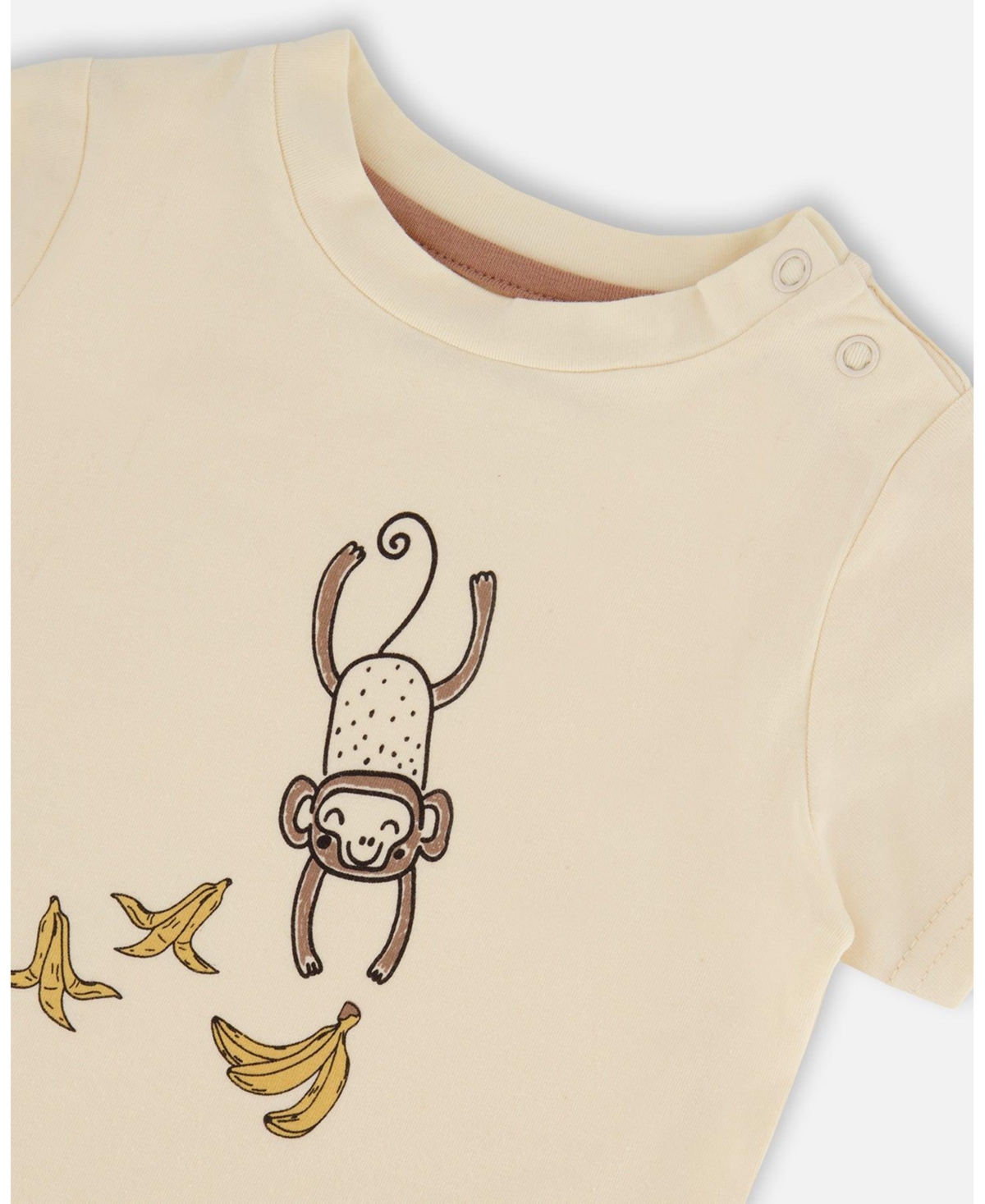 Deux par Deux Baby Boys Printed Organic Cotton Top And Short Set Yellow Bananas And Off-White
