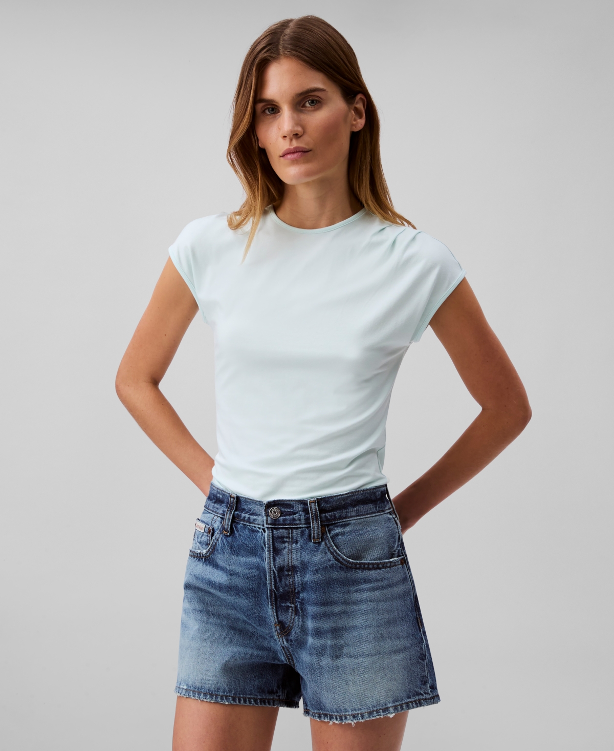 Calvin Klein Women's Slim-fit Matte Jersey Crewneck Tee In Moonlight Jade