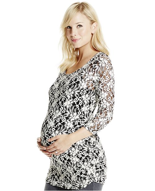 Jessica Simpson Maternity Three Quarter Sleeve Lace Top Reviews