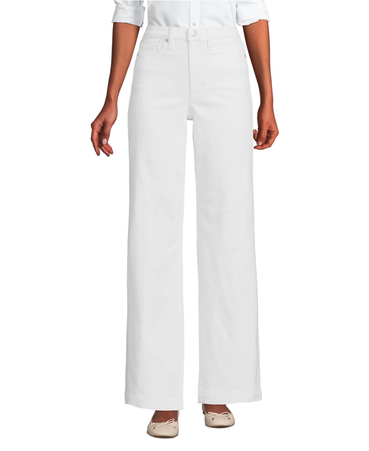 Women's High Rise Wide Leg Denim Jeans - White