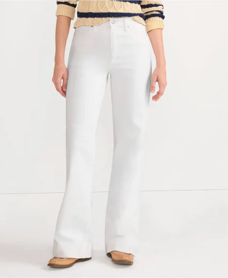Petite High Rise Wide Leg Denim Jeans - White