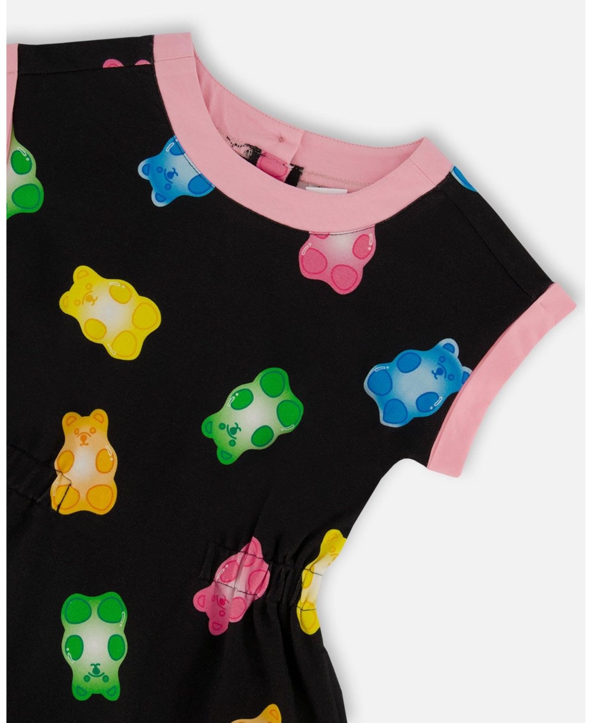 Deux par Deux Big Girls Printed French Terry Dress Black And Multicolored Gummies