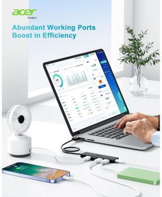 USB Hub 4 Ports, Multiple USB 3.0 Hub, USB A Splitter for Laptop with USB C Power Port, USB Extender for A Port Laptop, Windows, Linux, acer PC and More (2ft)