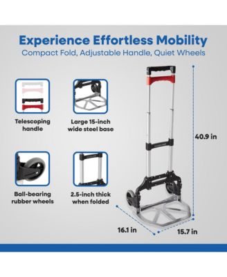 Personal MCX Folding Aluminum Hand Truck, 150lb Capacity, Black/Red