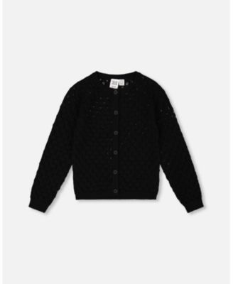 Deux Par Deux Pointelle Knit Cardigan Sweater - White Deux Par Deux Pointelle Knit Cardigan Sweater - White