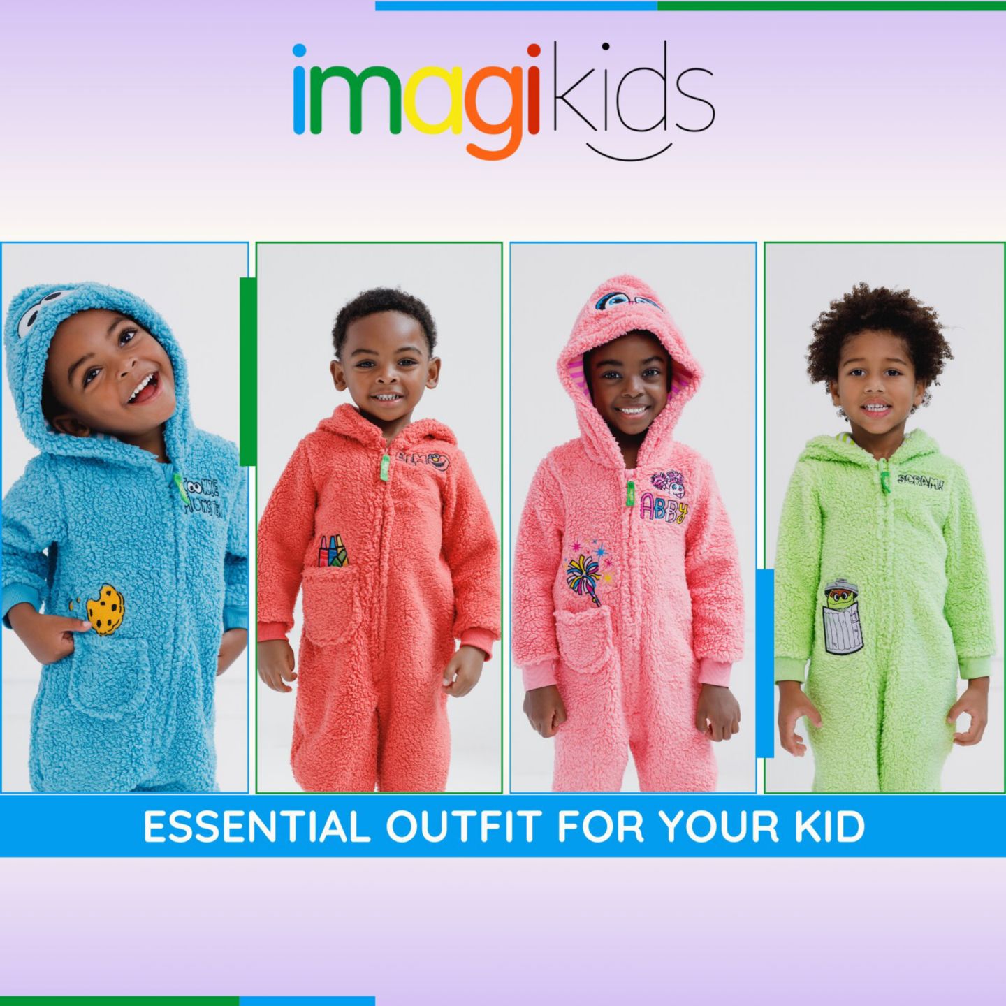 Комбинезон Sesame Street Cozy Sherpa Zip Up Cosplay Costume Coverall Newborn to (Newborn - 4T для мальчиков-малышей, цвет: Синий — фото 2
