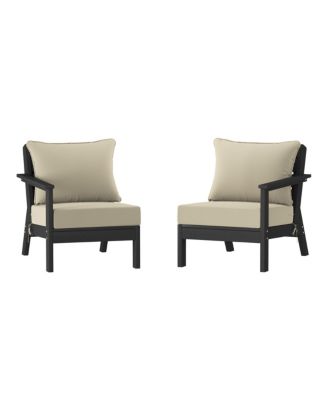 Outdoor Patio HDPE Black Loveseat Sofa with Patio Cushions